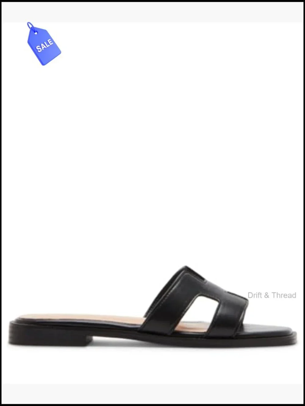 Flat Slide Sandals with Cutout Strap - Lightweight & Comfortable